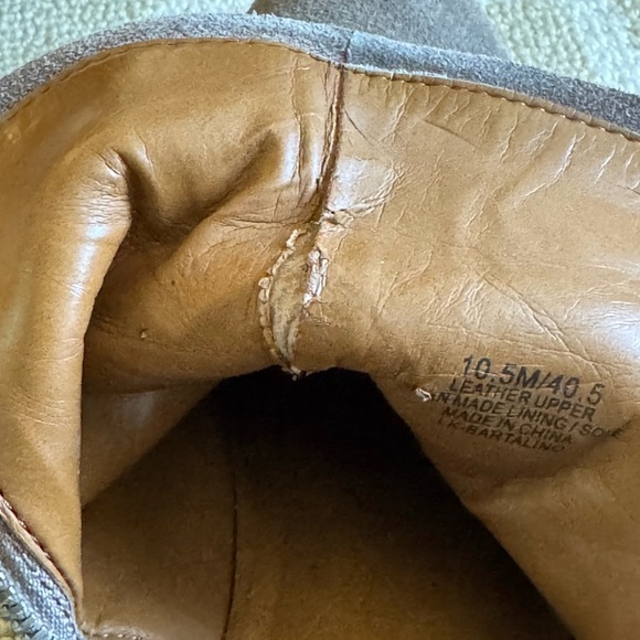 Lucky Brand Taupe Suede Ankle Booties Side Zip Low Heel Western Rustic 10.5M - Picture 13 of 14